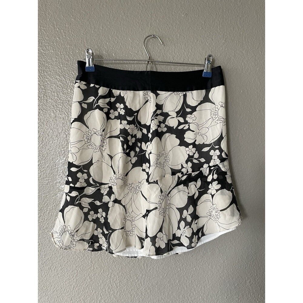 Banana Republic Women’s Zip Mini Skirt Floral Y2k 90s Party Shell 100% Silk Sz 4
